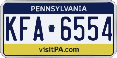 PA license plate KFA6554