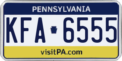 PA license plate KFA6555