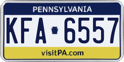 PA license plate KFA6557