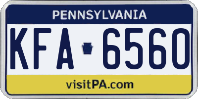 PA license plate KFA6560