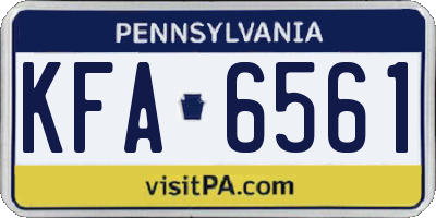 PA license plate KFA6561