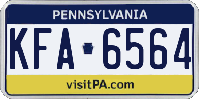 PA license plate KFA6564