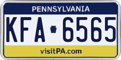 PA license plate KFA6565