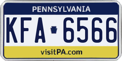 PA license plate KFA6566