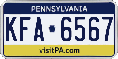 PA license plate KFA6567
