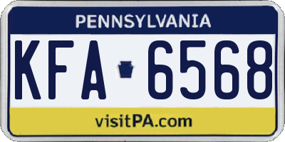 PA license plate KFA6568