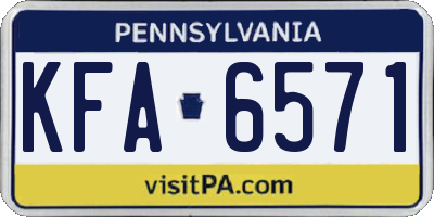 PA license plate KFA6571
