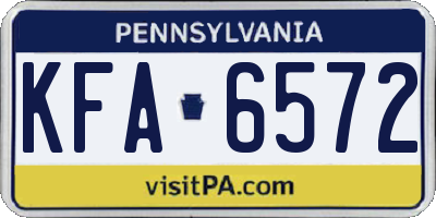 PA license plate KFA6572