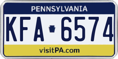 PA license plate KFA6574