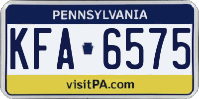 PA license plate KFA6575