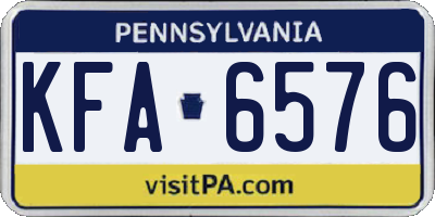 PA license plate KFA6576