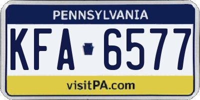 PA license plate KFA6577