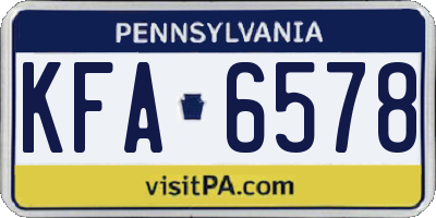PA license plate KFA6578