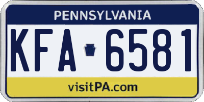 PA license plate KFA6581