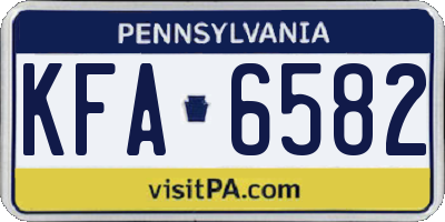 PA license plate KFA6582