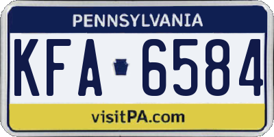 PA license plate KFA6584