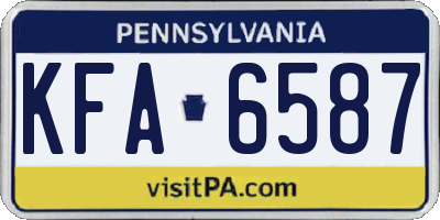 PA license plate KFA6587