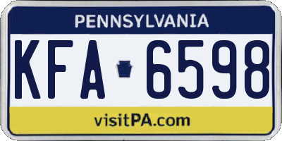 PA license plate KFA6598