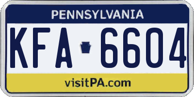 PA license plate KFA6604