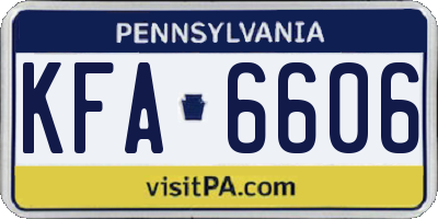 PA license plate KFA6606