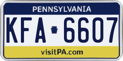 PA license plate KFA6607