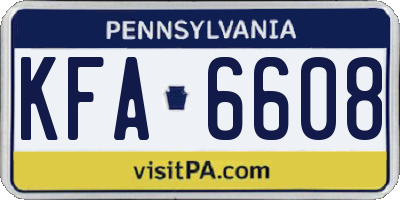 PA license plate KFA6608