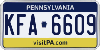 PA license plate KFA6609
