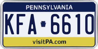 PA license plate KFA6610