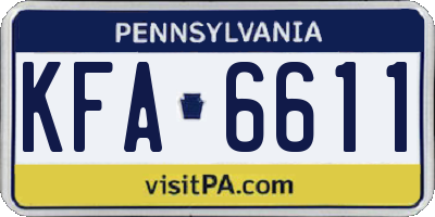PA license plate KFA6611