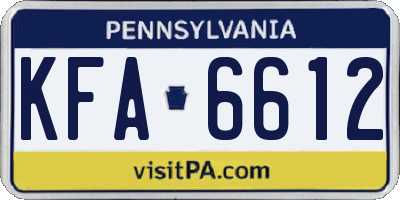 PA license plate KFA6612
