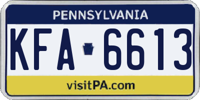 PA license plate KFA6613
