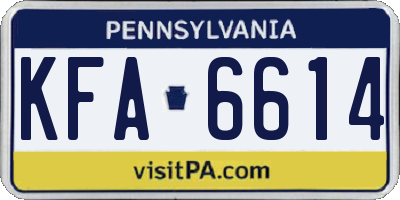 PA license plate KFA6614
