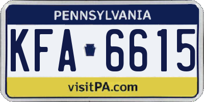 PA license plate KFA6615