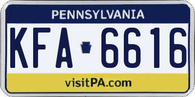 PA license plate KFA6616