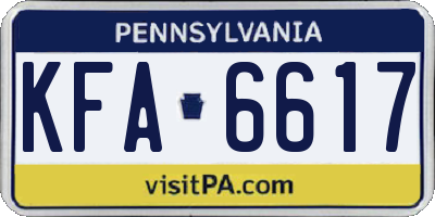 PA license plate KFA6617