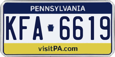 PA license plate KFA6619