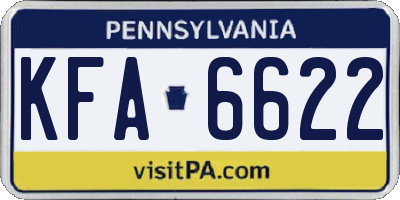 PA license plate KFA6622