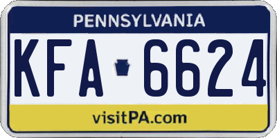 PA license plate KFA6624