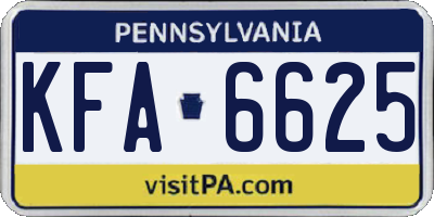 PA license plate KFA6625