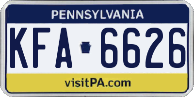 PA license plate KFA6626