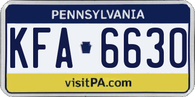 PA license plate KFA6630
