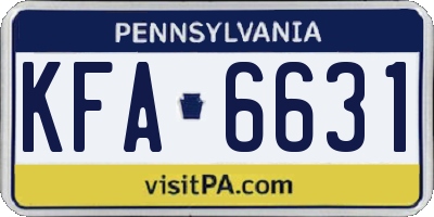 PA license plate KFA6631