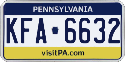 PA license plate KFA6632