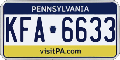 PA license plate KFA6633