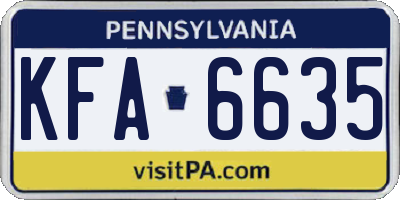 PA license plate KFA6635