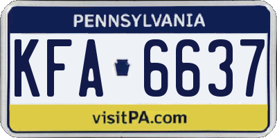 PA license plate KFA6637