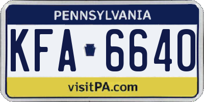 PA license plate KFA6640