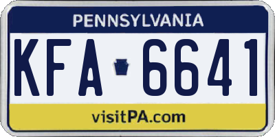 PA license plate KFA6641