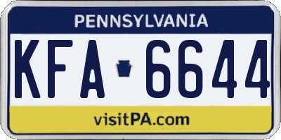 PA license plate KFA6644