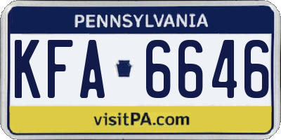 PA license plate KFA6646